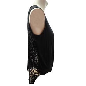 Bo-Bel Full lace back gathered front sleeveless stretch Black Womens Top READ